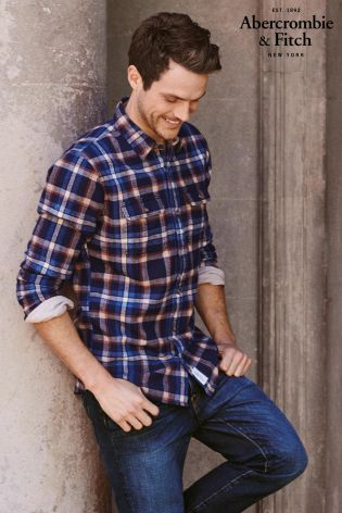 Blue/Brown Abercrombie & Fitch Check Shirt